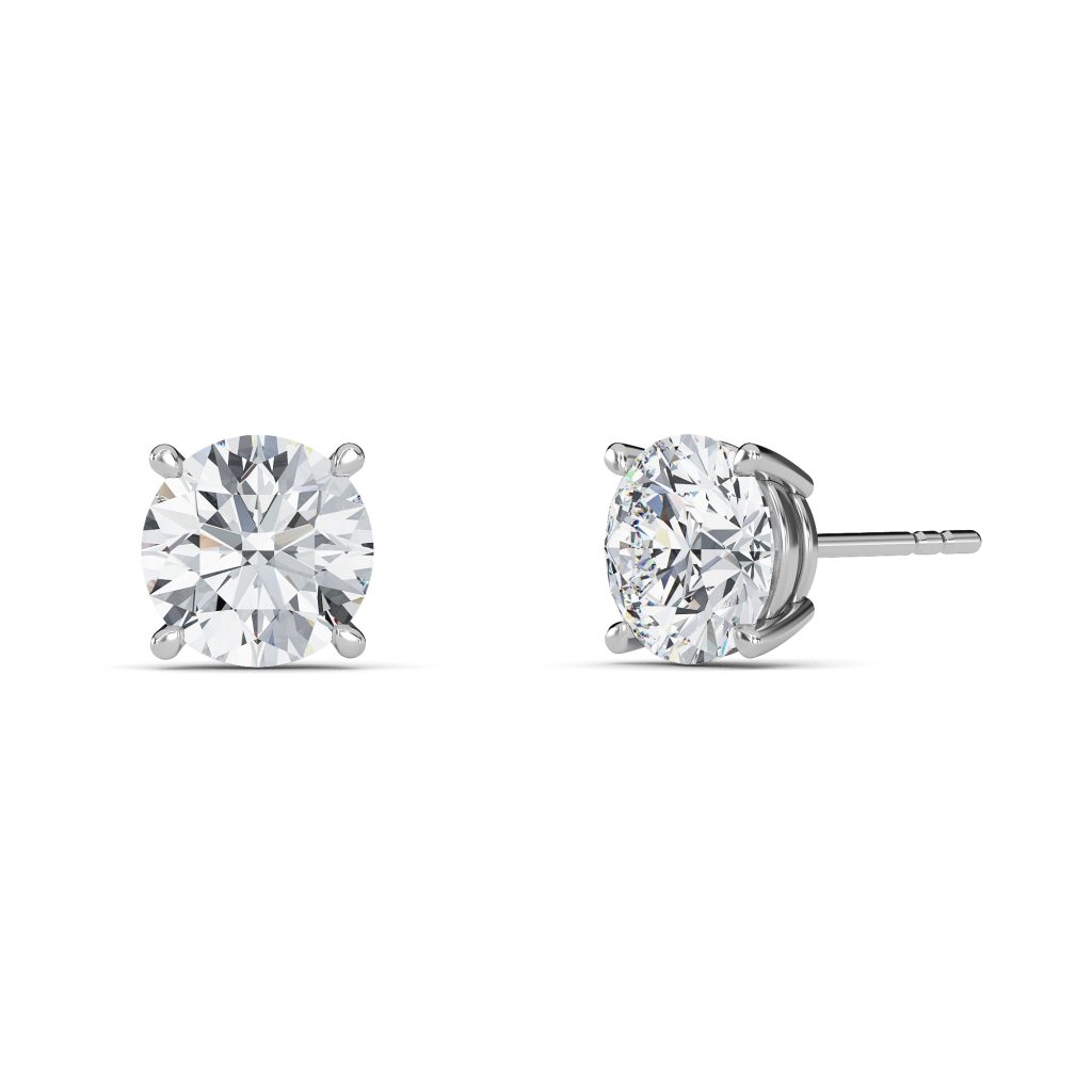 Round Cut Four-Prong Lab-Grown Diamond Stud Earrings