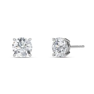 Round Cut Four-Prong Lab-Grown Diamond Stud Earrings