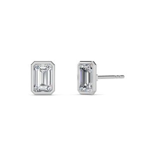 Emerald Cut Bezel Setting Lab-Grown Diamond Stud Earrings