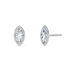 Marquise Cut Bezel Setting Lab-Grown Diamond Stud Earrings