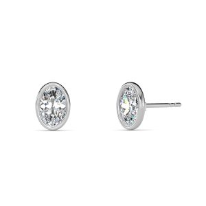 Oval Cut Bezel Setting Lab-Grown Diamond Stud Earrings