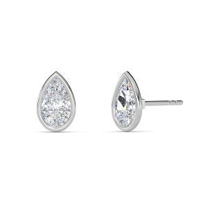 Pear Cut Bezel Setting Lab-Grown Diamond Stud Earrings