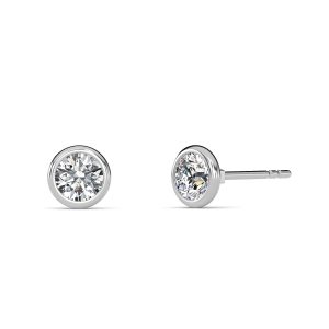 Round Cut Bezel Setting Lab-Grown Diamond Stud Earrings