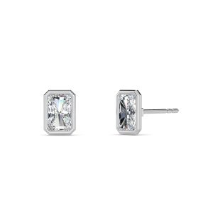 Radiant Cut Bezel Setting Lab-Grown Diamond Stud Earrings