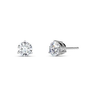 Round Cut Three-Prong Lab-Grown Diamond Stud Earrings