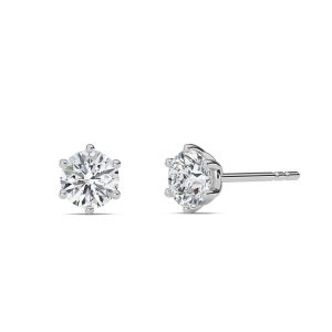 Round Cut Six-Prong Lab-Grown Diamond Stud Earrings