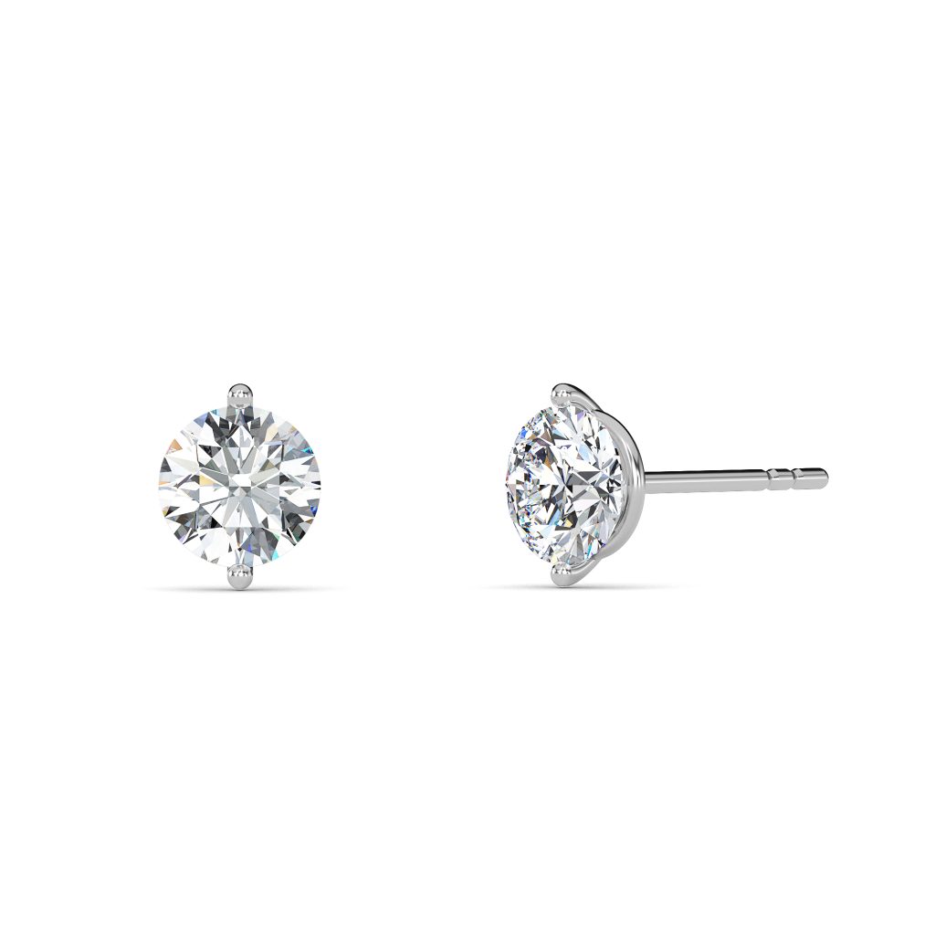 Round Cut Two-Prong Lab-Grown Diamond Stud Earrings