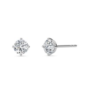 Round Cut Four-Prong Martini Lab-Grown Diamond Stud Earrings