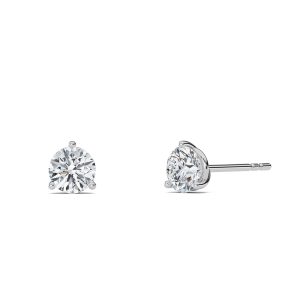 Round Cut Three-Prong Martini Lab-Grown Diamond Stud Earrings