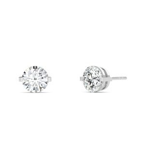 Round Cut Bar Setting Lab-Grown Diamond Stud Earrings